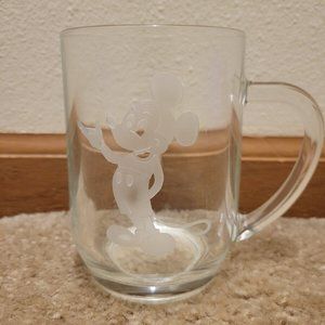 Disney Mickey Mouse Etched 8oz Glass Mug Personalized w/ "DP" Made in France